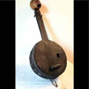 COPY - Kenyan leather and wood harp mask harp